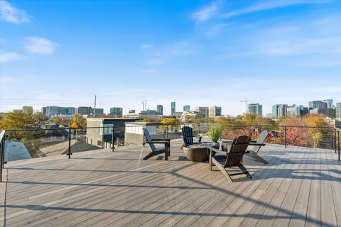 a view of a terrace with seating area