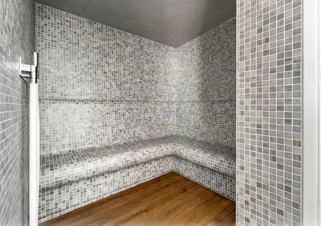 a bathroom with a shower