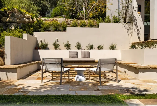 a view of a outdoor space with seating area