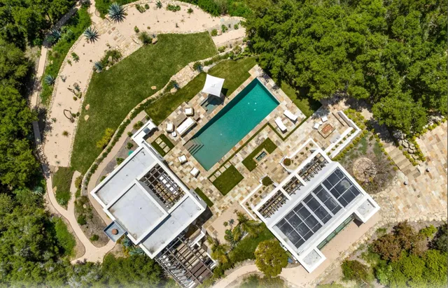 an aerial view of a house