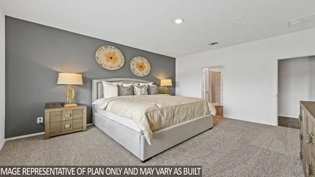 a bedroom with a bed and a closet