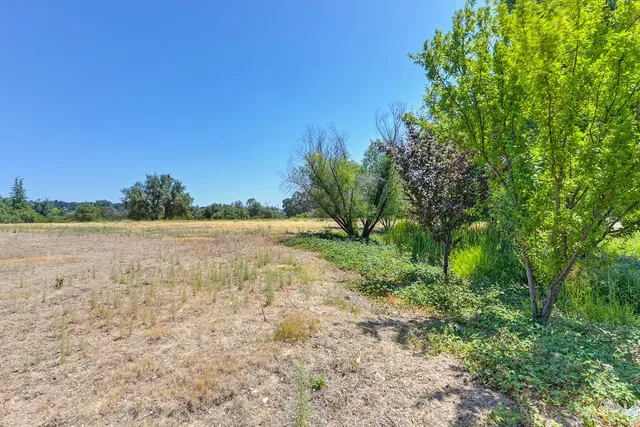 a view of a lake with a yard