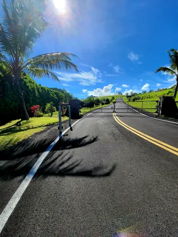 a view of a street with a yard