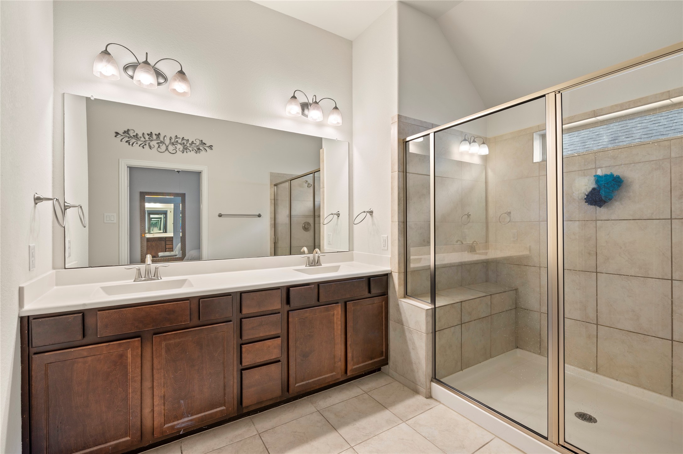 13726 Madera Bend Lane Rosharon, TX 77583 - Photo 23 of 34 a bathroom with a shower sink and mirror