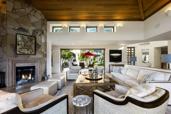 a living room with furniture