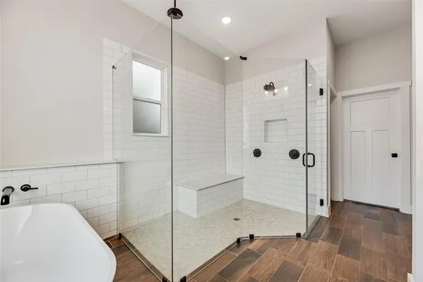 a bathroom with a sink and a shower