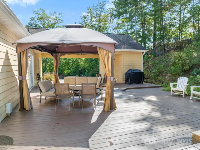 an outdoor space with seating