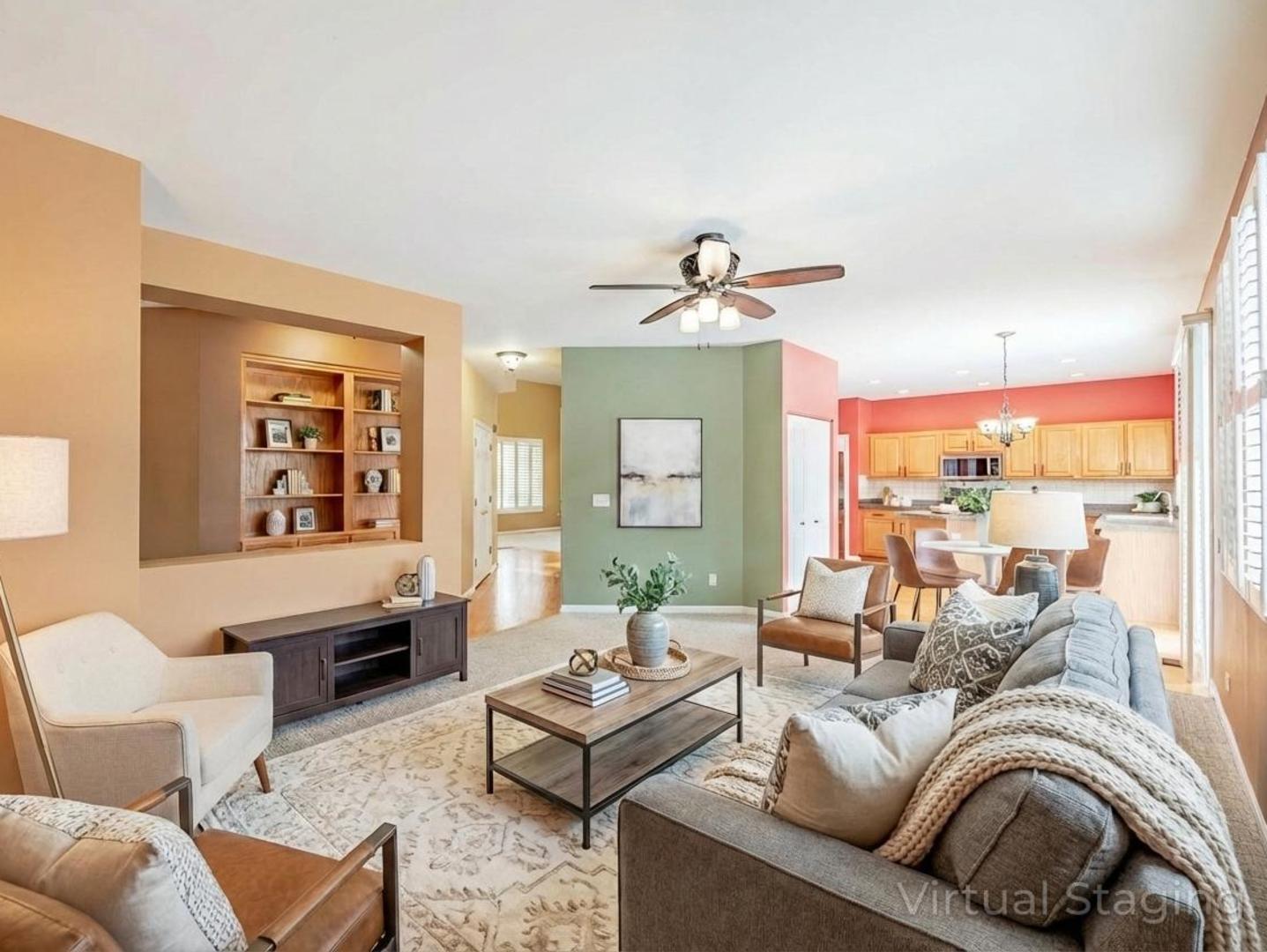 498 Capital Lane Gurnee, IL 60031 - Photo 4 of 15 a living room with furniture ceiling fan and a rug