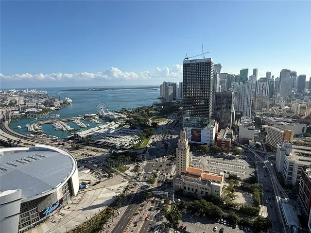 a view of a city with tall buildings