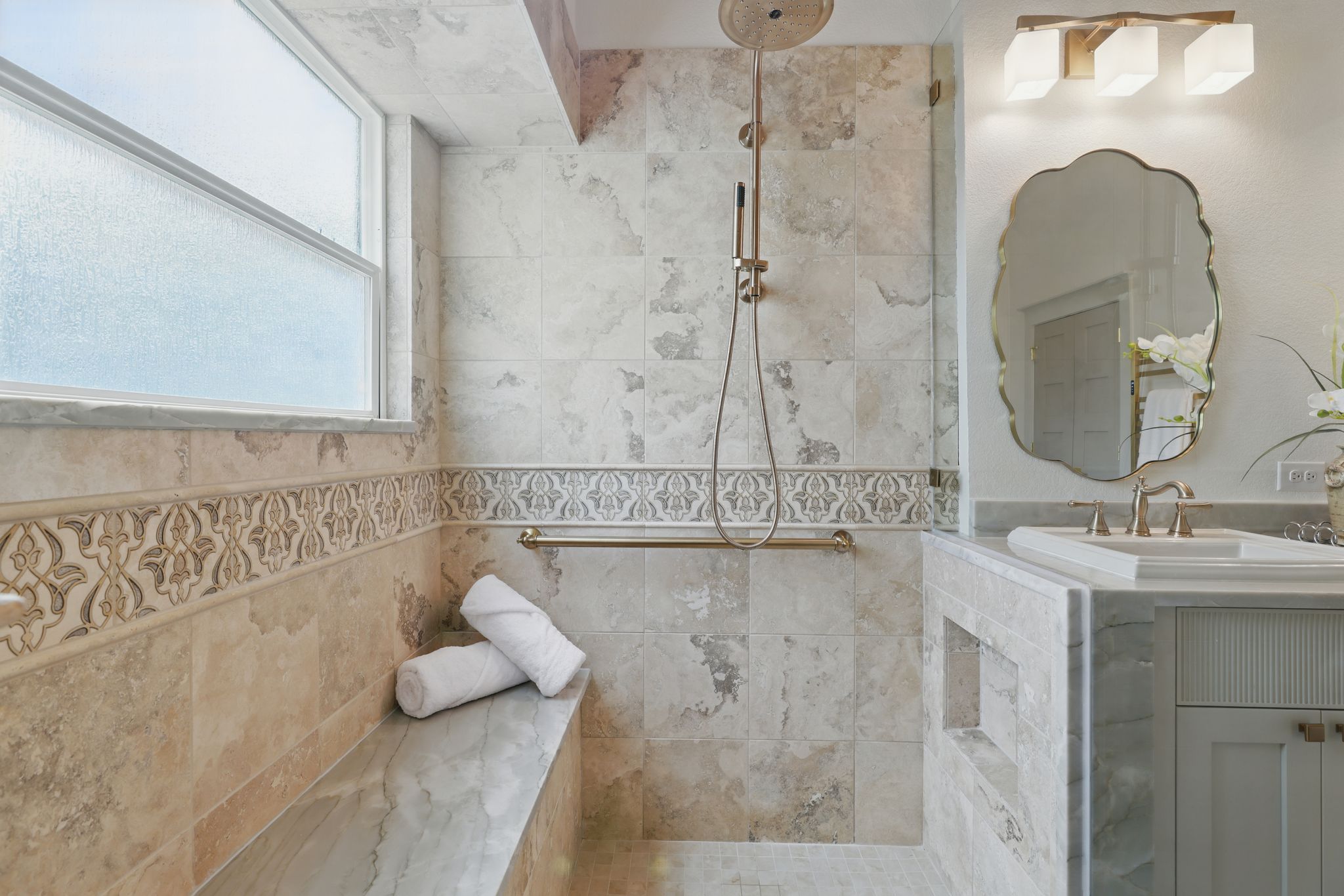 6905 Rudi Cove Austin, TX 78759 - Photo 26 of 36 Full bathroom with a walk in shower and vanity