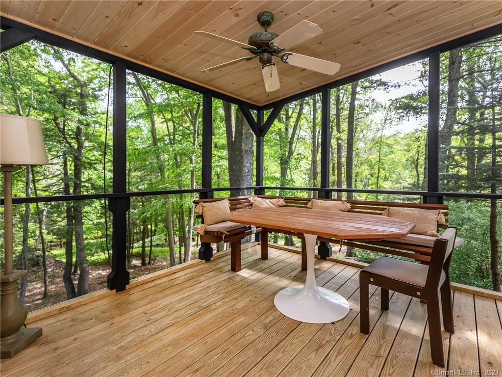 95 Shinar Mountain Road Washington, CT 06794 - Photo 22 of 28 a view of a dining room with furniture window and outside view