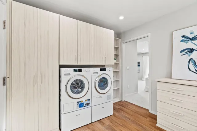 a utility room with dryer and washer