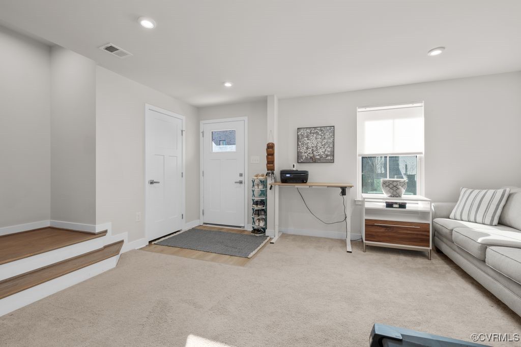 2117 Borough Ridge Street Richmond, VA 23225 - Photo 4 of 27 Carpeted foyer featuring recessed lighting, visibl