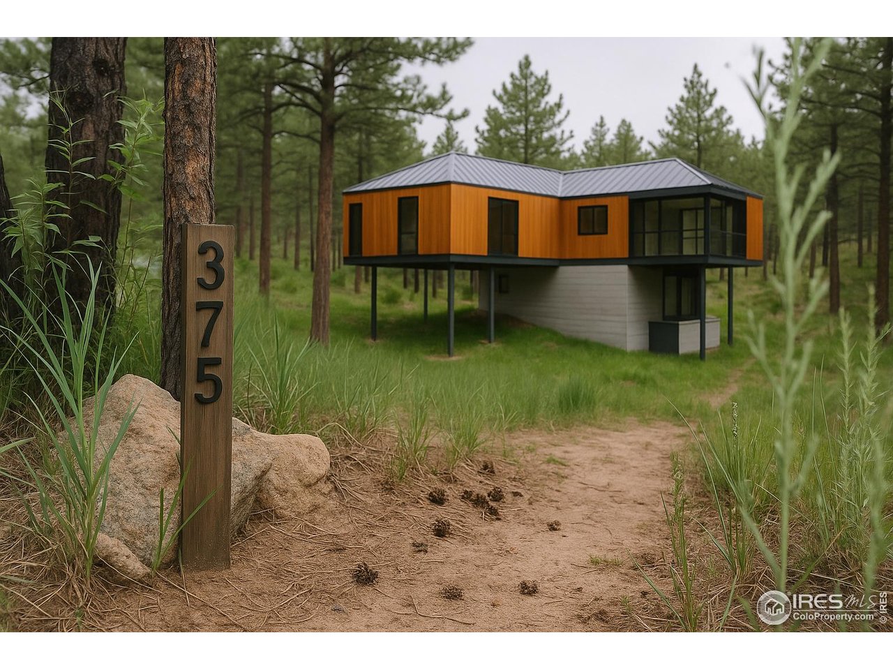 375 Arroyo Chico Boulder, CO 80302 - Photo 4 of 42 A quiet arrival through the trees. This site sets the stage for a modern mountain home designed to emerge naturally from the landscape.