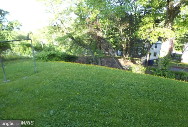 a view of a backyard with swimming pool
