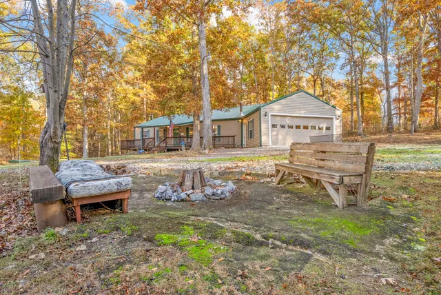 a view of backyard of house