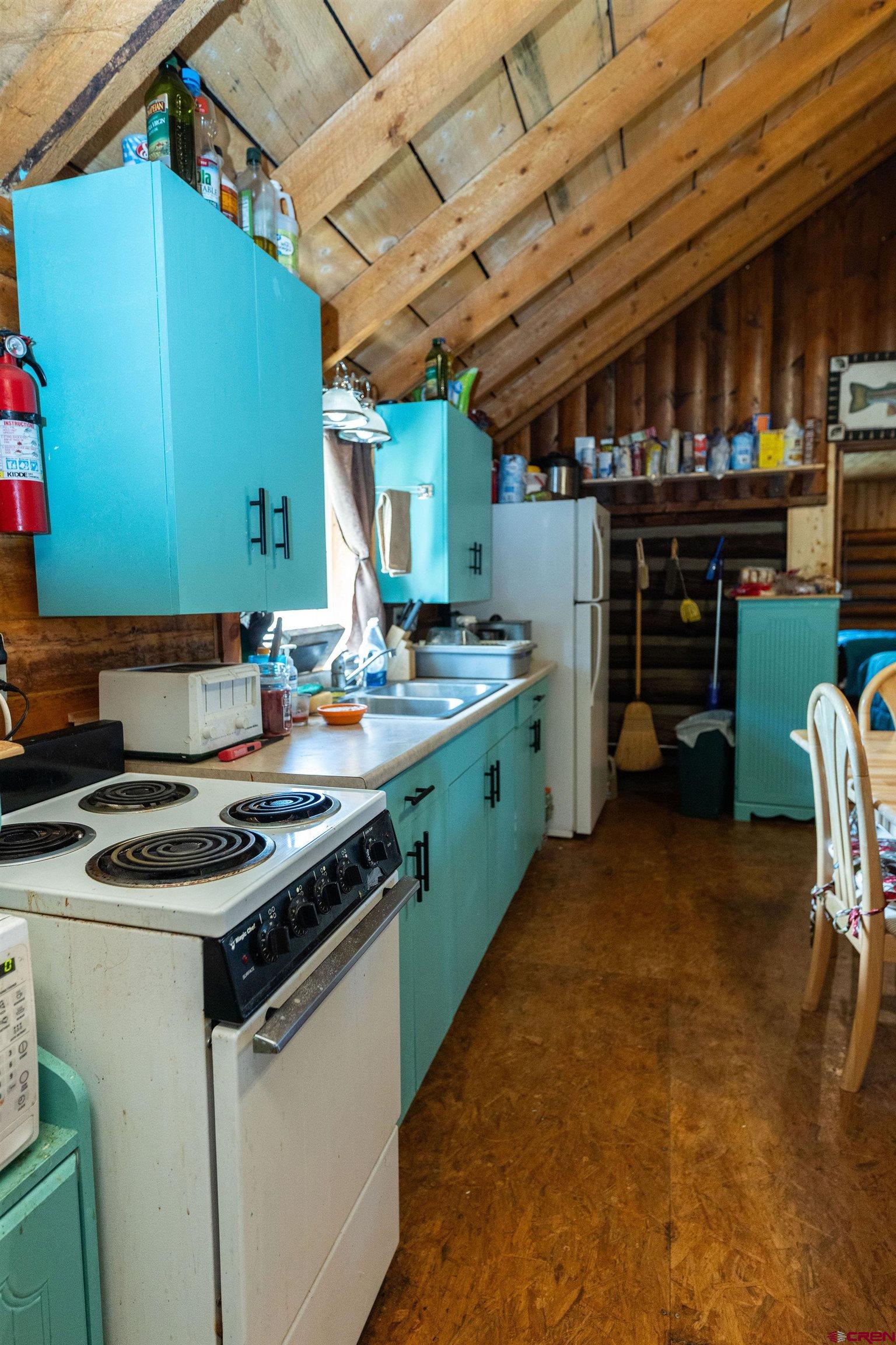 4650 Usfs Rd 516 Creede, CO 81130 - Photo 15 of 33 a kitchen with a stove and a microwave