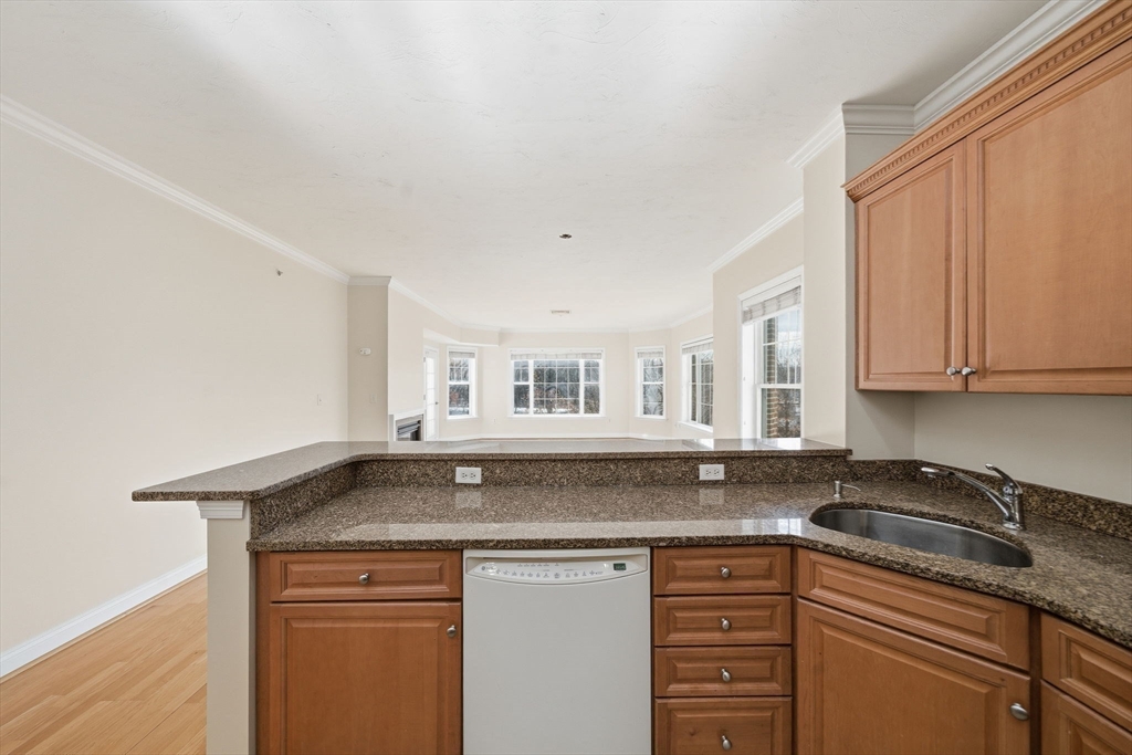 295 Salem Street, Unit 82 Woburn, MA 01801 - Photo 9 of 36 a kitchen with stainless steel appliances granite countertop a sink and cabinets with wooden floor