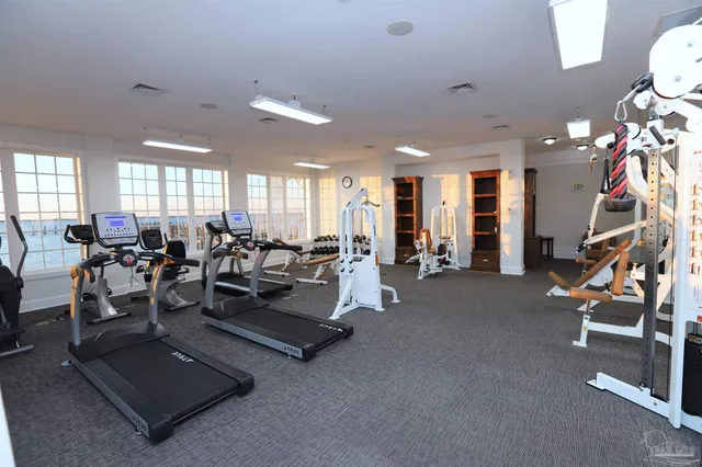 a view of a room with gym equipment