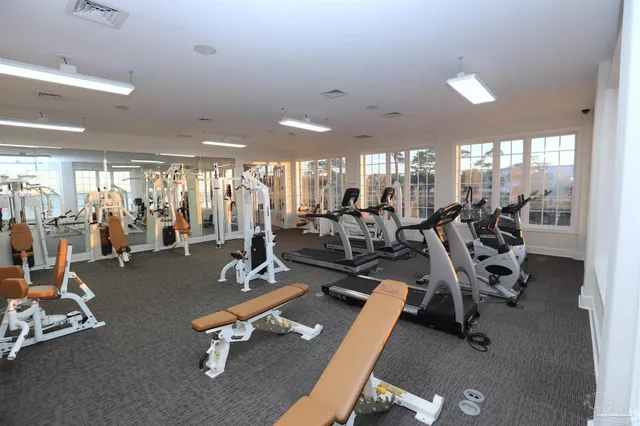 a view of a room with gym equipment
