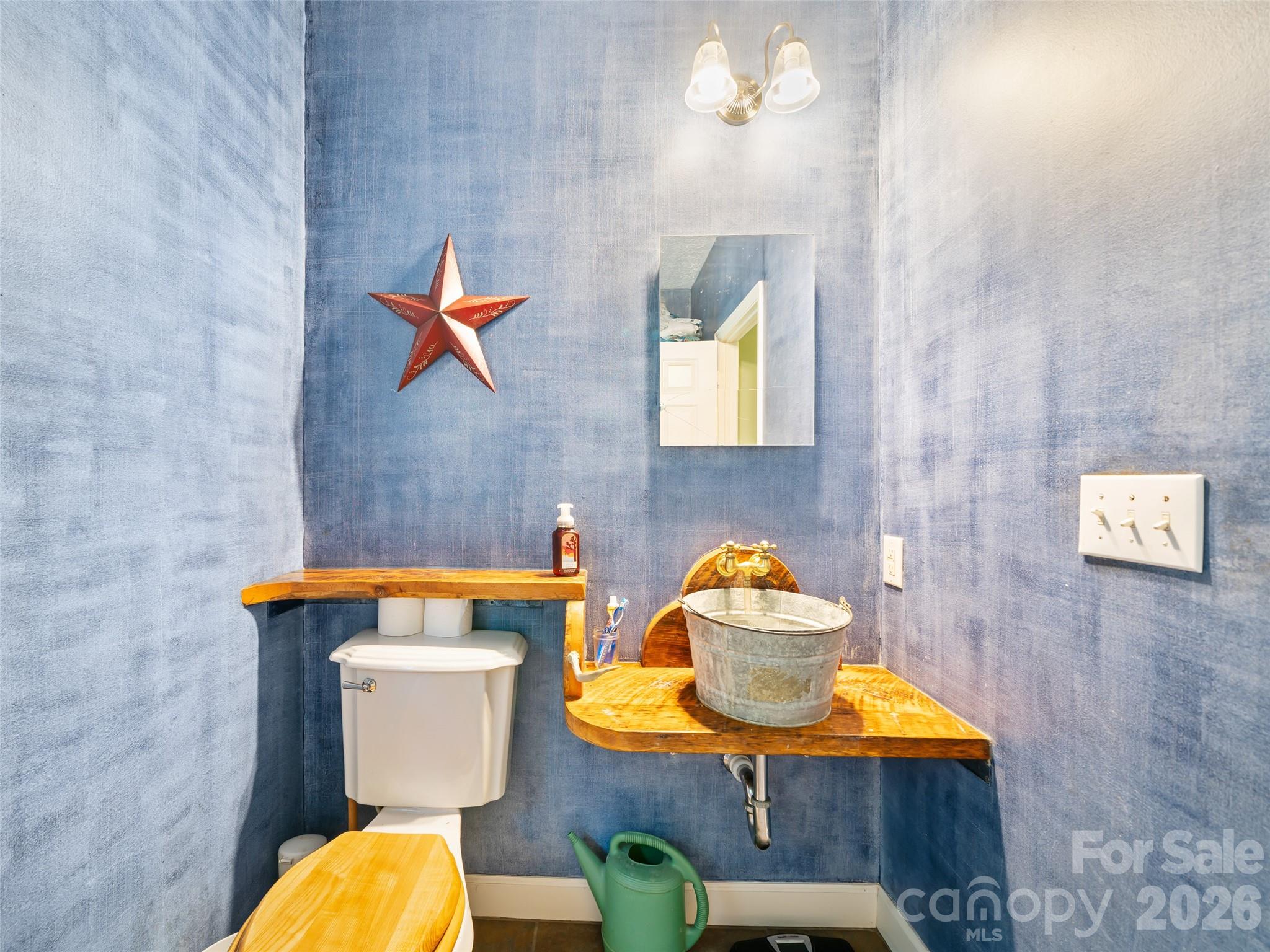 2216 Beans Creek Road Bakersville, NC 28705 - Photo 19 of 39 a bathroom with a toilet sink and mirror