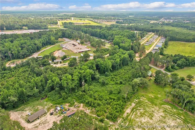 an aerial view of residential houses with outdoor space and river