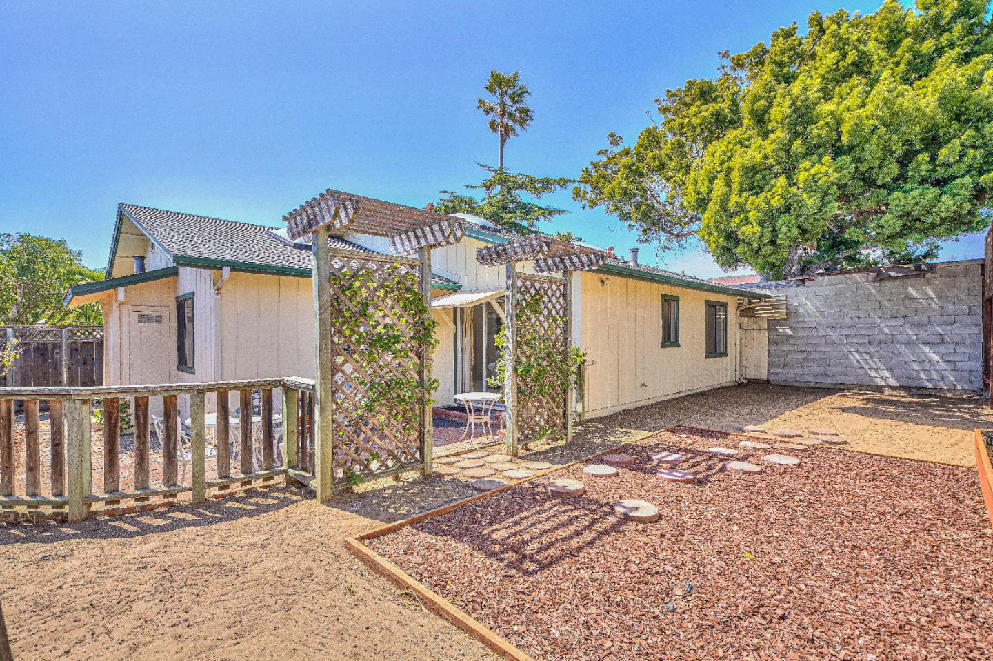 1868 Judson Street Seaside, CA 93955 - Photo 17 of 34 a backyard of a house with potted plants and covered with wooden fence