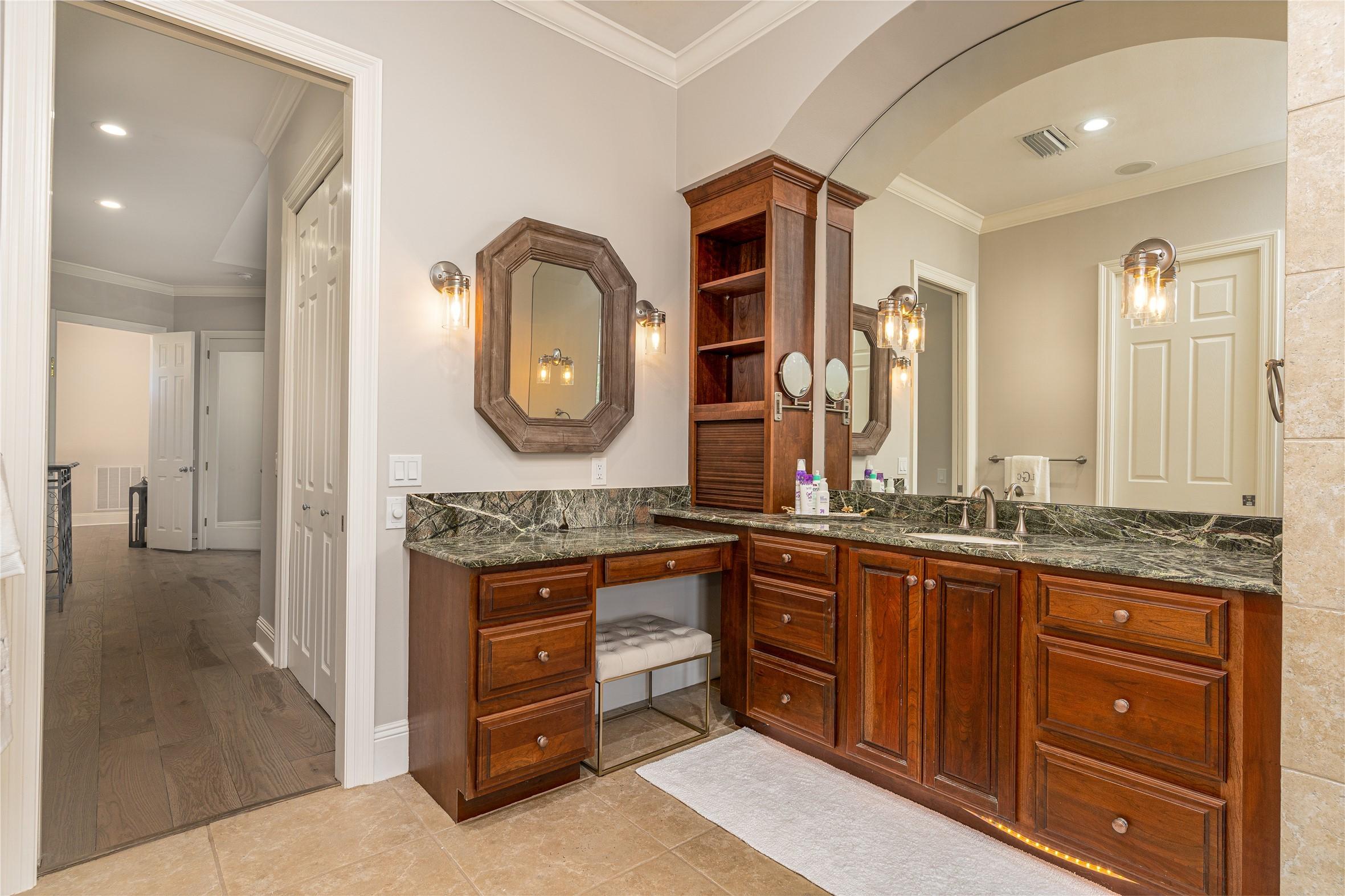 2949 Pine Valley Road Miramar Beach, FL 32550 - Photo 7 of 29 a spacious bathroom with a granite countertop double vanity sink and a mirror