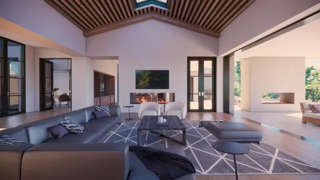 a room with furniture and a window