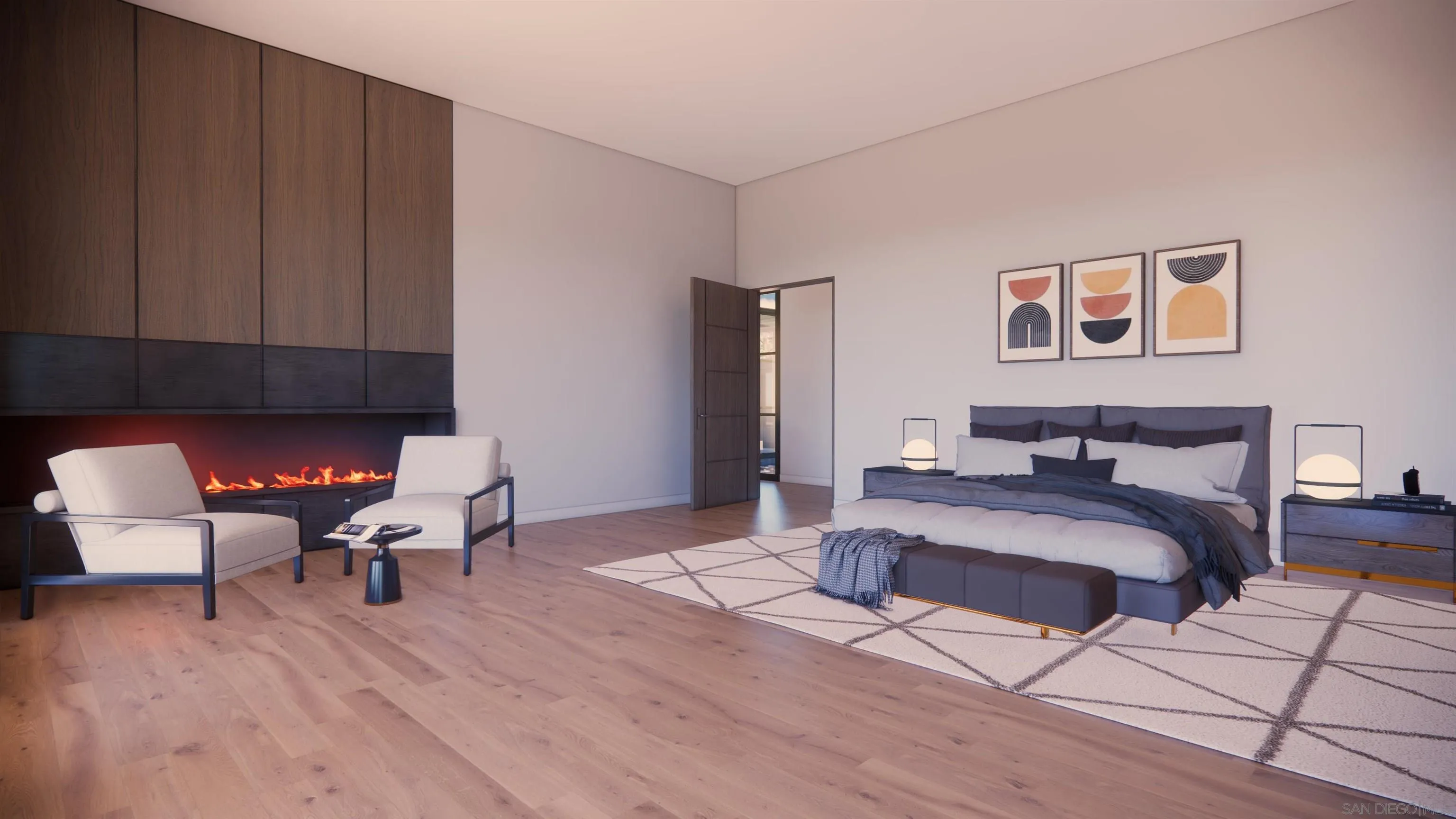 16256 Via Del Alba, Unit PAR 2 Rancho Santa Fe, CA 92067 - Photo 37 of 66 a spacious bedroom with a bed and a couch