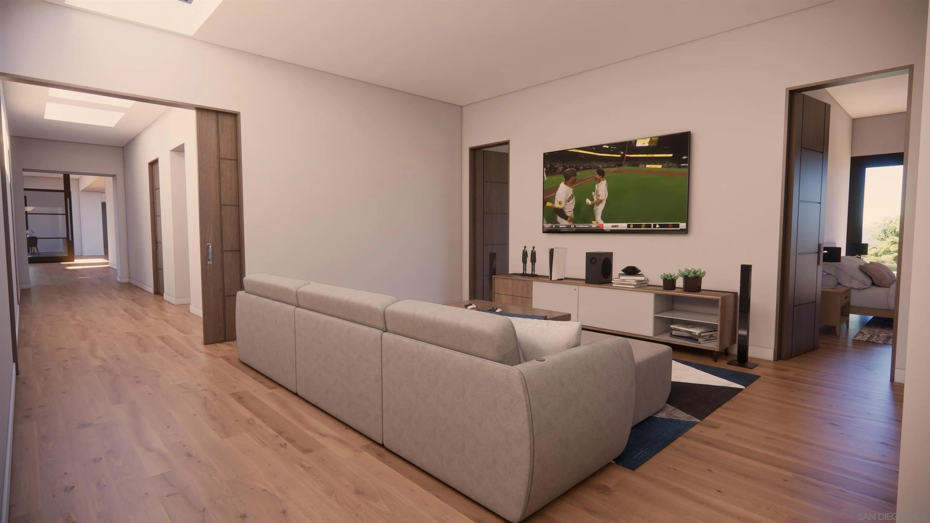 16256 Via Del Alba, Unit PAR 2 Rancho Santa Fe, CA 92067 - Photo 44 of 66 a living room with furniture and a flat screen tv