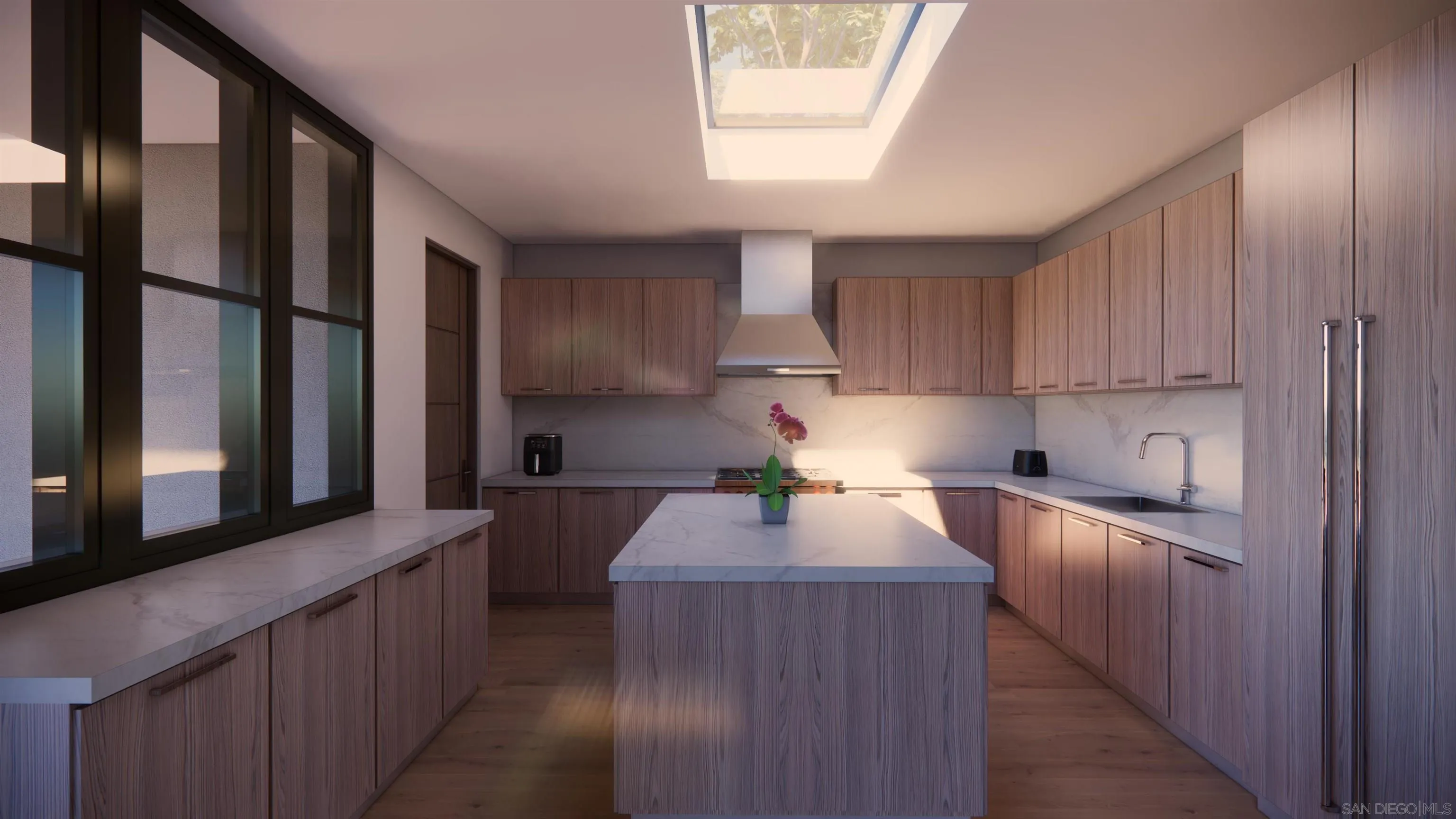 16256 Via Del Alba, Unit PAR 2 Rancho Santa Fe, CA 92067 - Photo 60 of 66 a kitchen with lots of counter top space and wooden floor