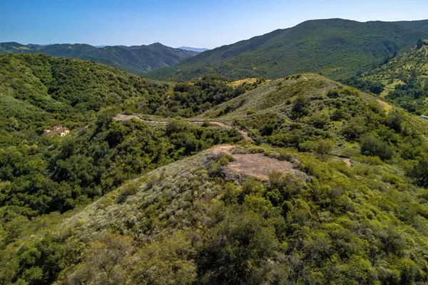 a view of a mountain range with lush green forest