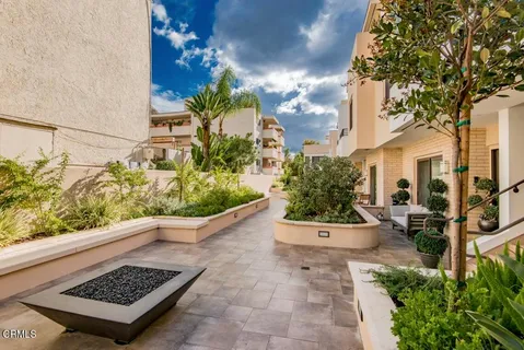 a view of a bench in garden