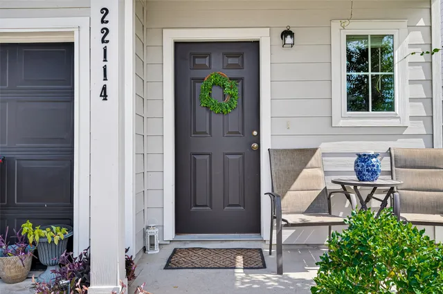 a view of outdoor seating space