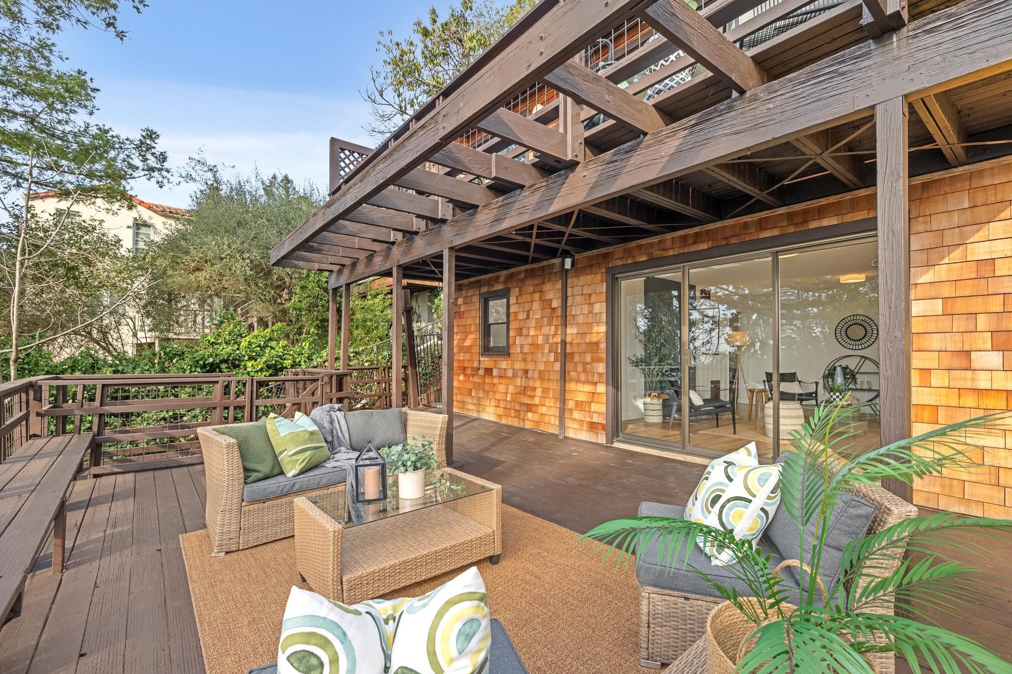 1024 Miller Avenue Berkeley, CA 94708 - Photo 48 of 60 Deck with an outdoor hangout area and a pergola