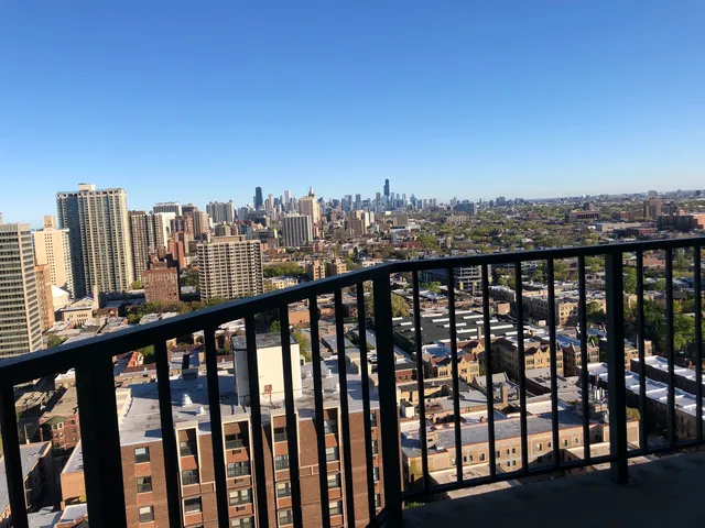 a view of city from a balcony