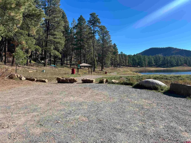 a view of a lake with a mountain