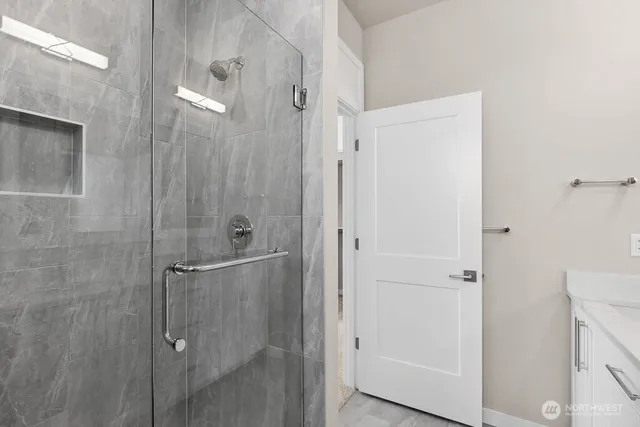 a bathroom with a shower