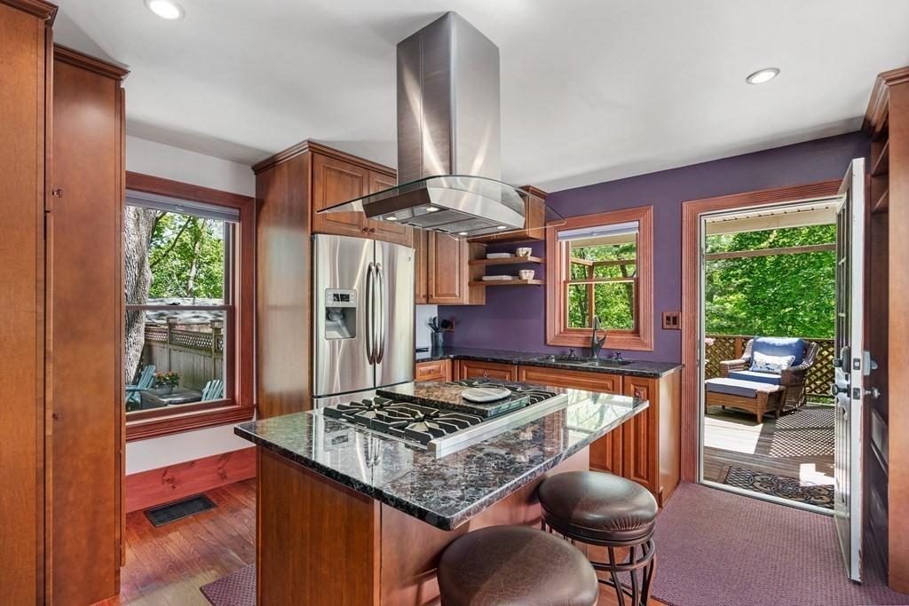 46 River Ridge Wellesley, MA 02481 - Photo 10 of 27 a large kitchen with a stove and a view of living room
