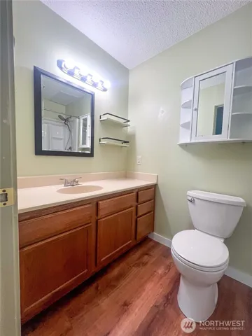 a bathroom with a toilet a sink and mirror