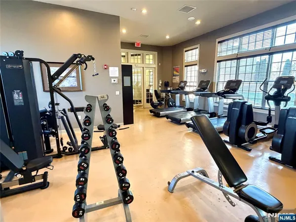 a view of a room with gym equipment