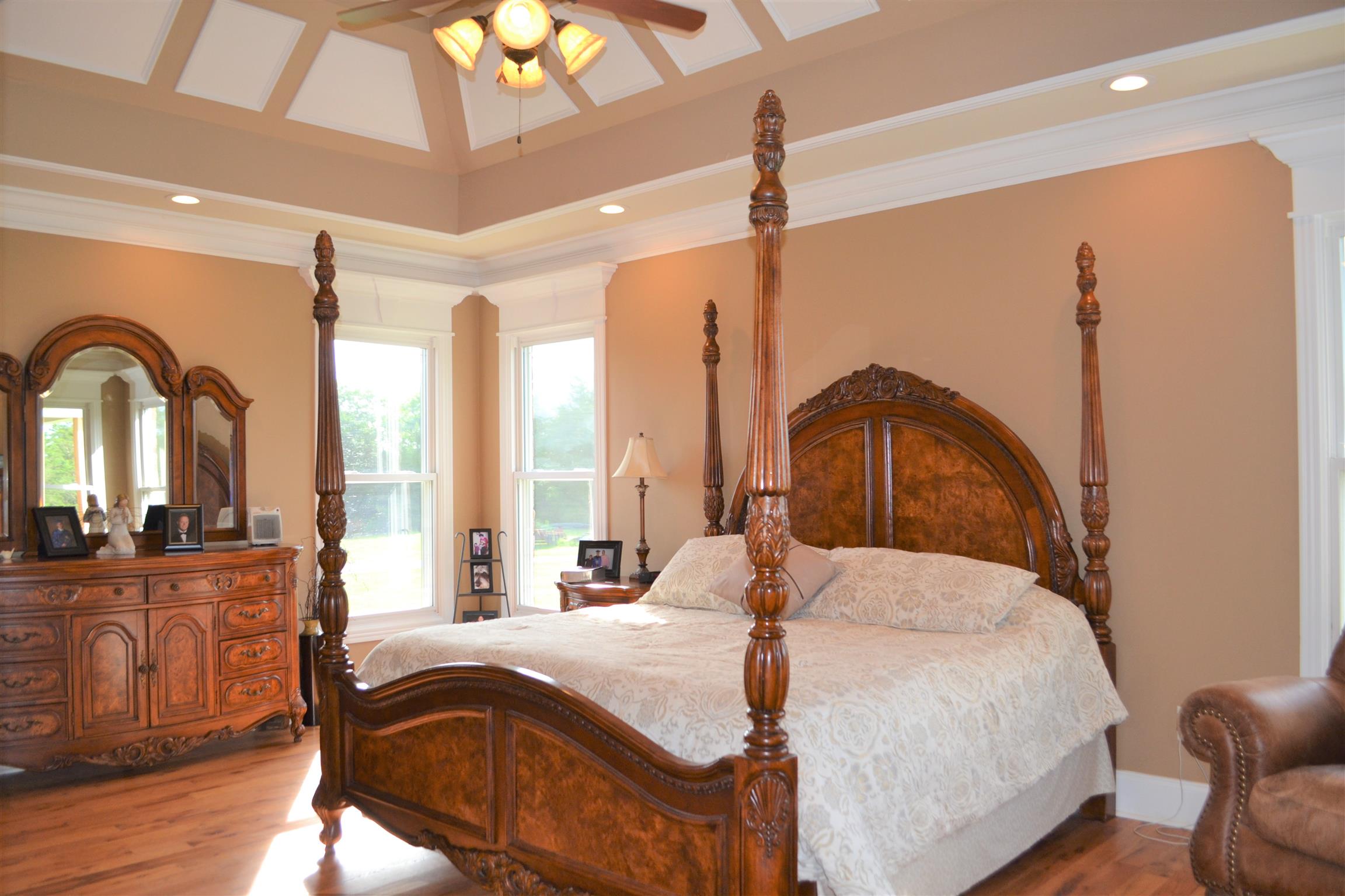 730 Walnut Grove Road Lebanon, TN 37090 - Photo 6 of 29 MASTER BEDROOM SUITE HAS HARDWOOD FLOORS WITH TREY CEILING; LARGE WALK IN CLOSET; MASTER BATH HAS SEPARATE TILE SHOWER WITH 2 SHOWER HEADS AND JACUZZI TUB
