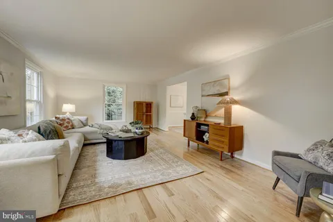 a living room with furniture and a dining table with potted plants