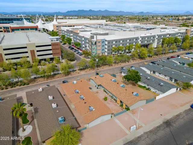 an aerial view of a city