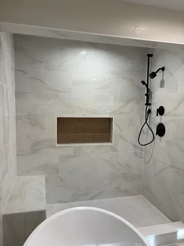 a bathroom with a shower