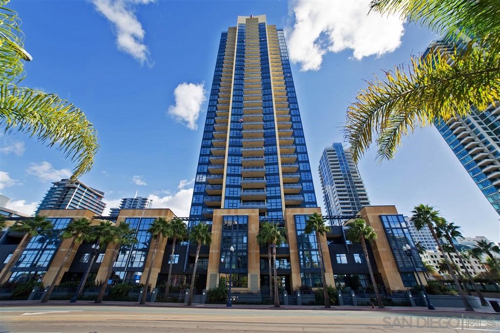 a front view of a multi story building