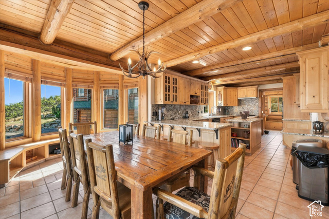 1701 Oak Road Coalville, UT 84017 - Photo 21 of 71 Wood-paneled ceilings, timber beam accents, and tiled flooring