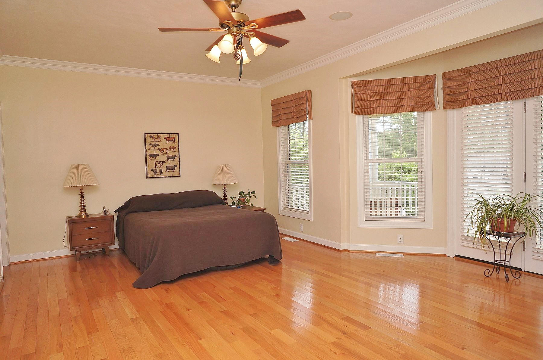 25 Claybrook Court Blue Ridge, VA 24064 - Photo 31 of 81 a bedroom with a large bed and a chandelier