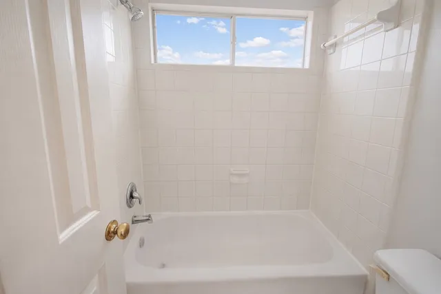 a bathroom with a bathtub